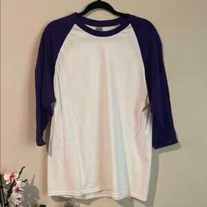 Purple and White Raglan Sleeve Shirt